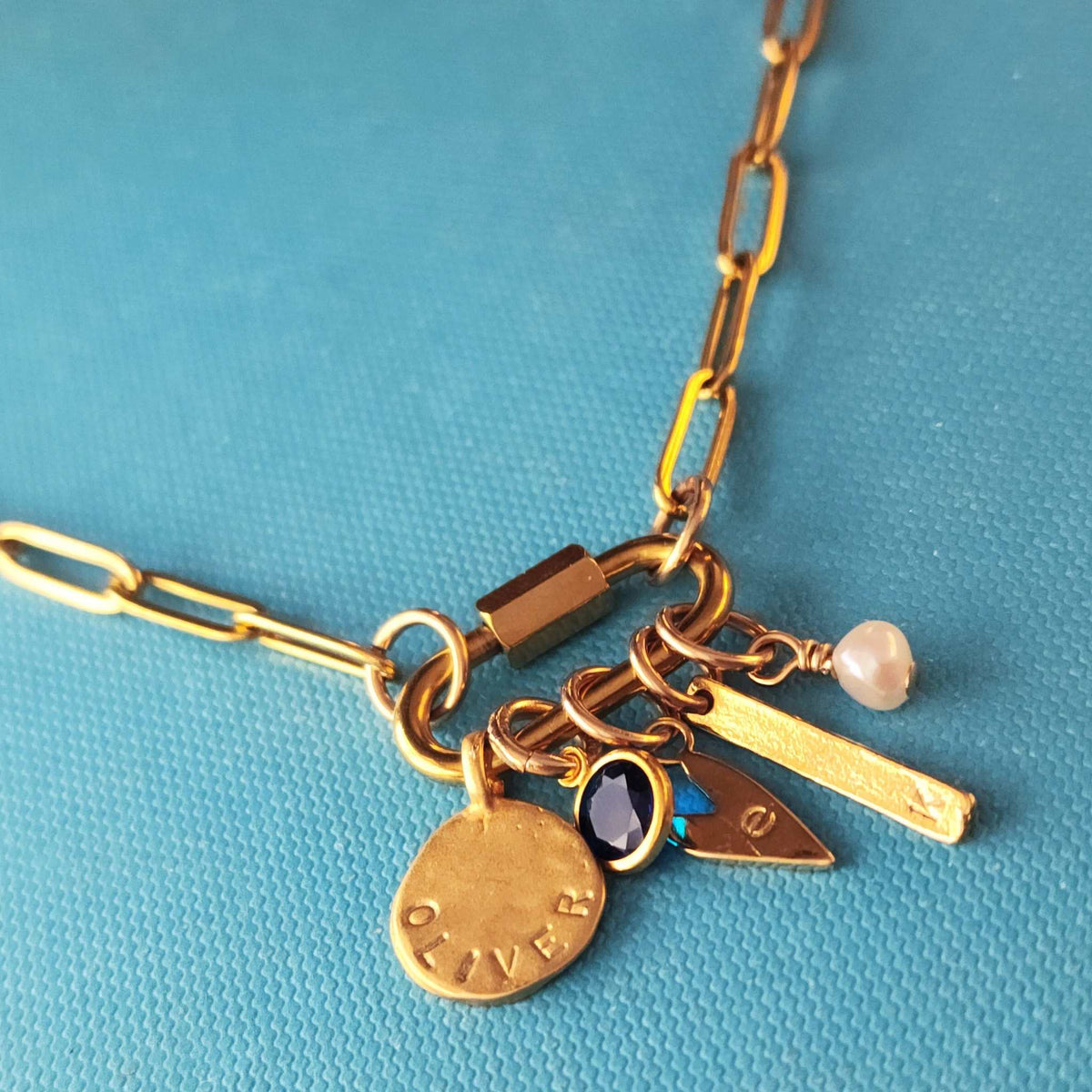 Gold Carabiner Paperclip Charm Necklace - Going Golden