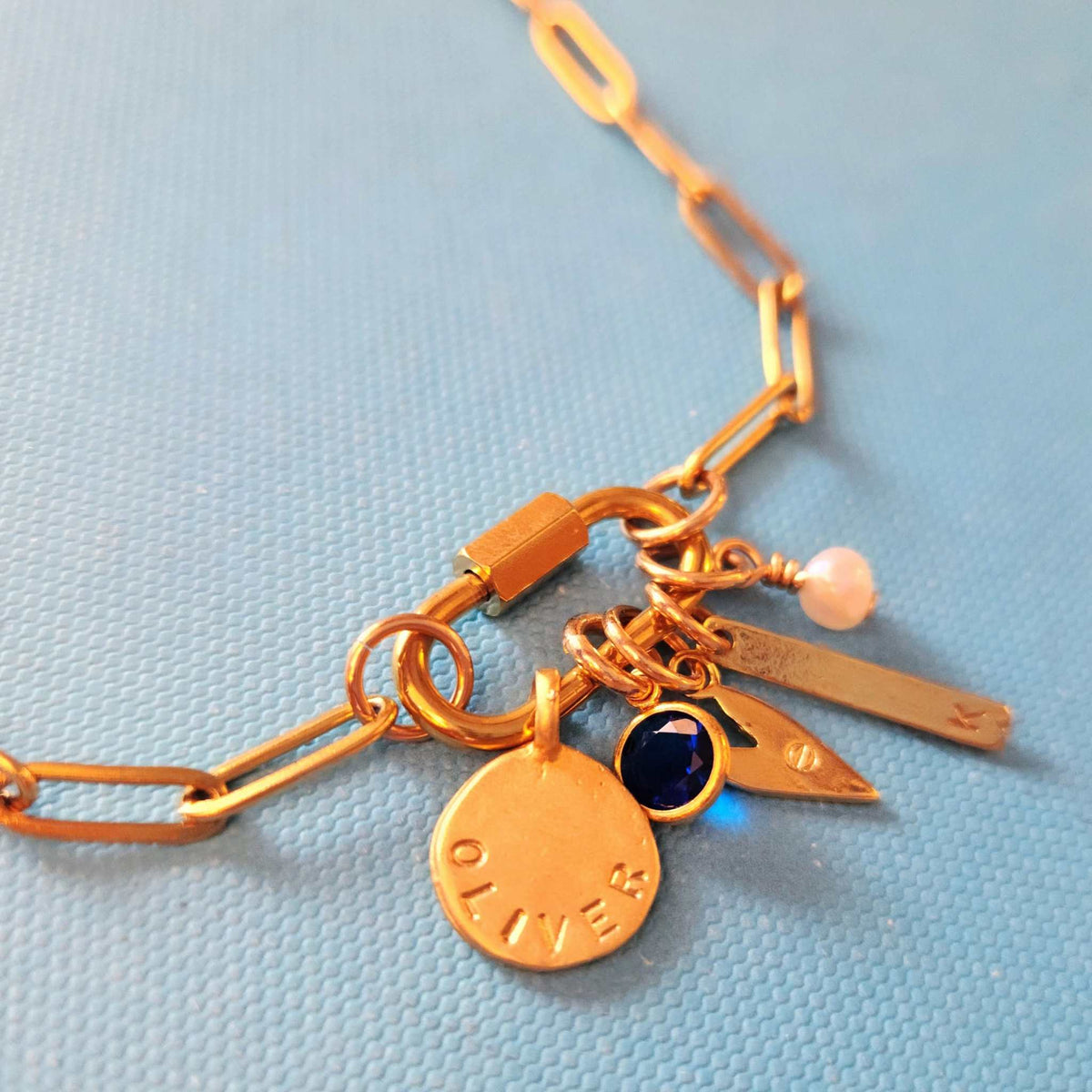 Gold Carabiner Paperclip Charm Necklace - Going Golden