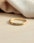Thin Upper Stacking Name Ring - Going Golden