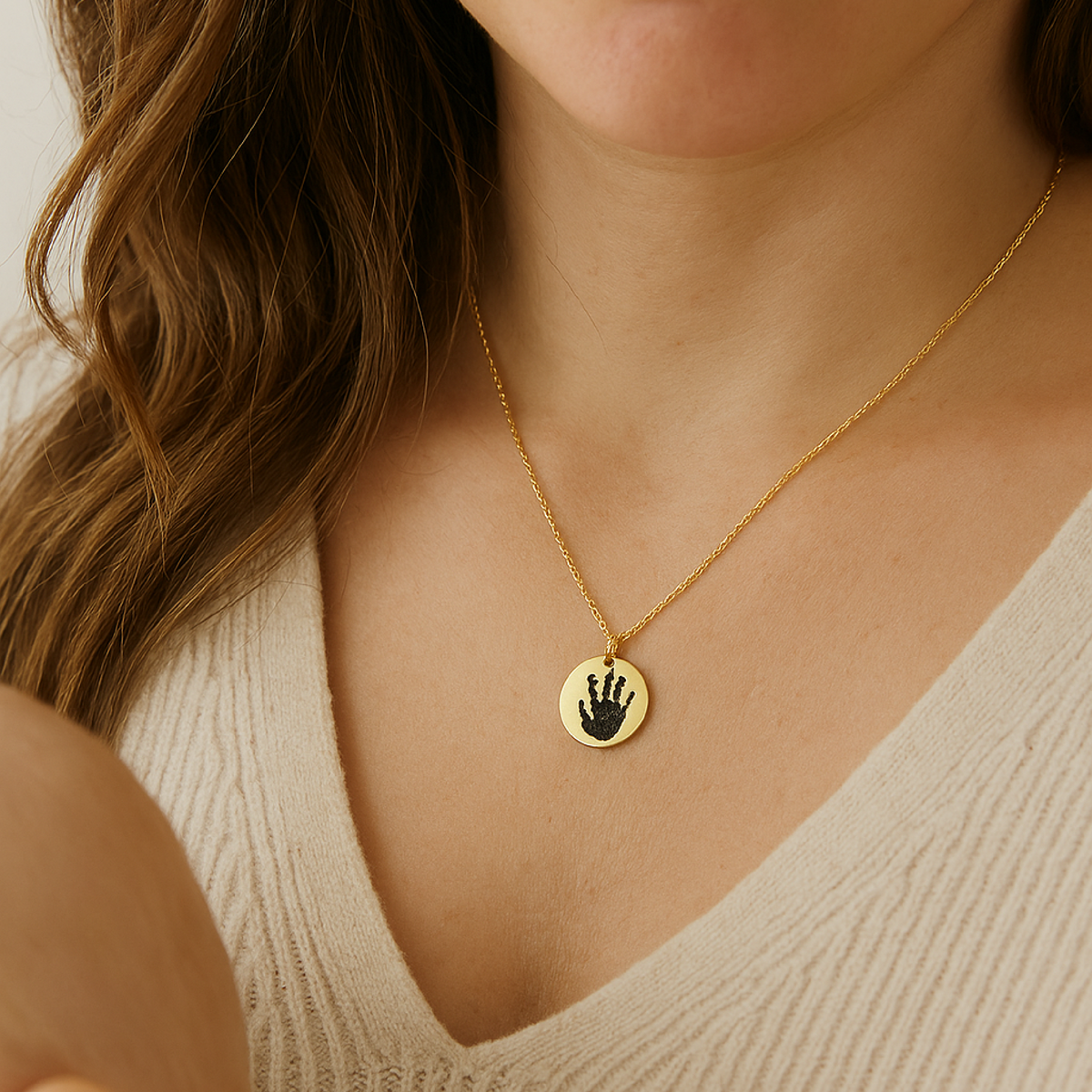 Personalized Handprint Necklace - Going Golden