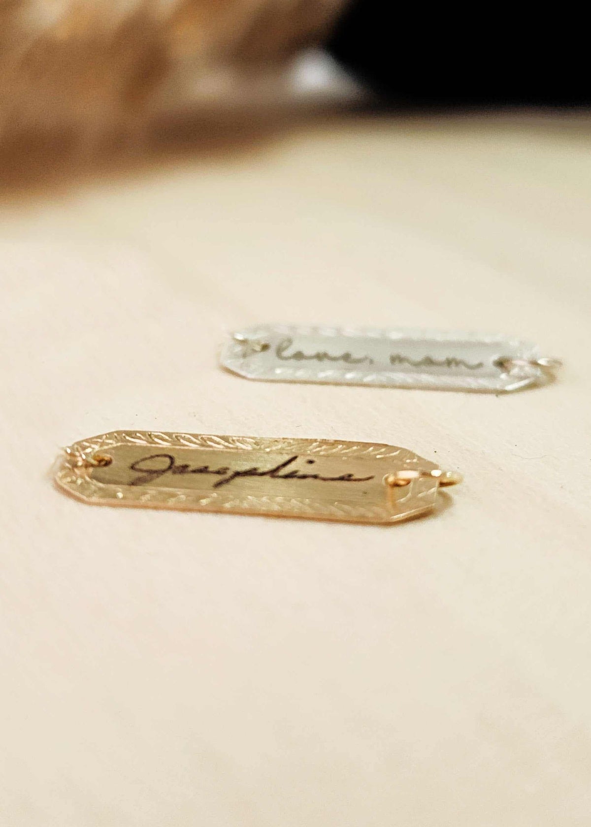 Handwriting Bracelet Connector Tag - Going Golden