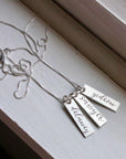 Silver bar necklaces engraved