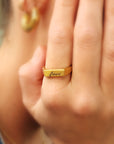 Gold Handwriting Signet Stacking Ring