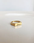 Gold Handwriting Signet Stacking Ring