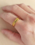 Gold Handwriting Signet Stacking Ring