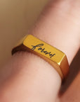 Gold Handwriting Signet Stacking Ring