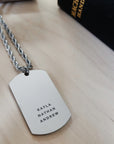 Men's Silver Dog Tag with Names