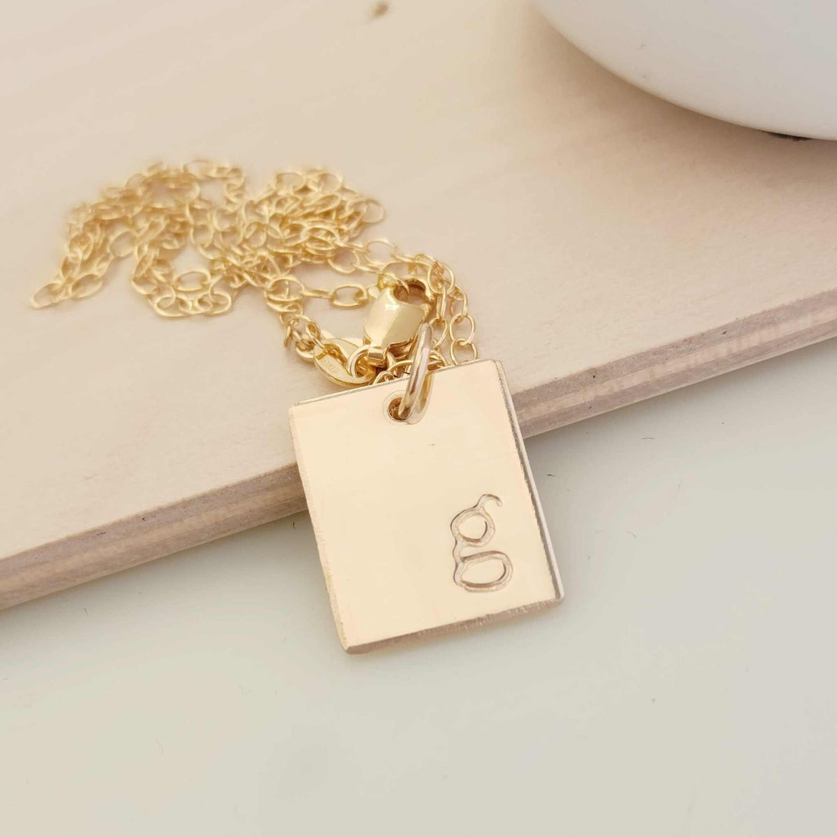 Gold Initial Rectangle Necklace - Going Golden