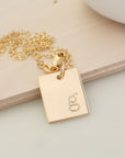 Gold Initial Rectangle Necklace