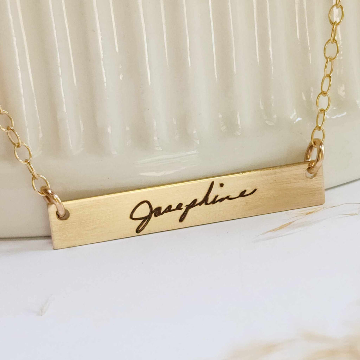 Custom Handwriting Necklace – Personalized Bar Necklace with Your Real Handwriting - Going Golden