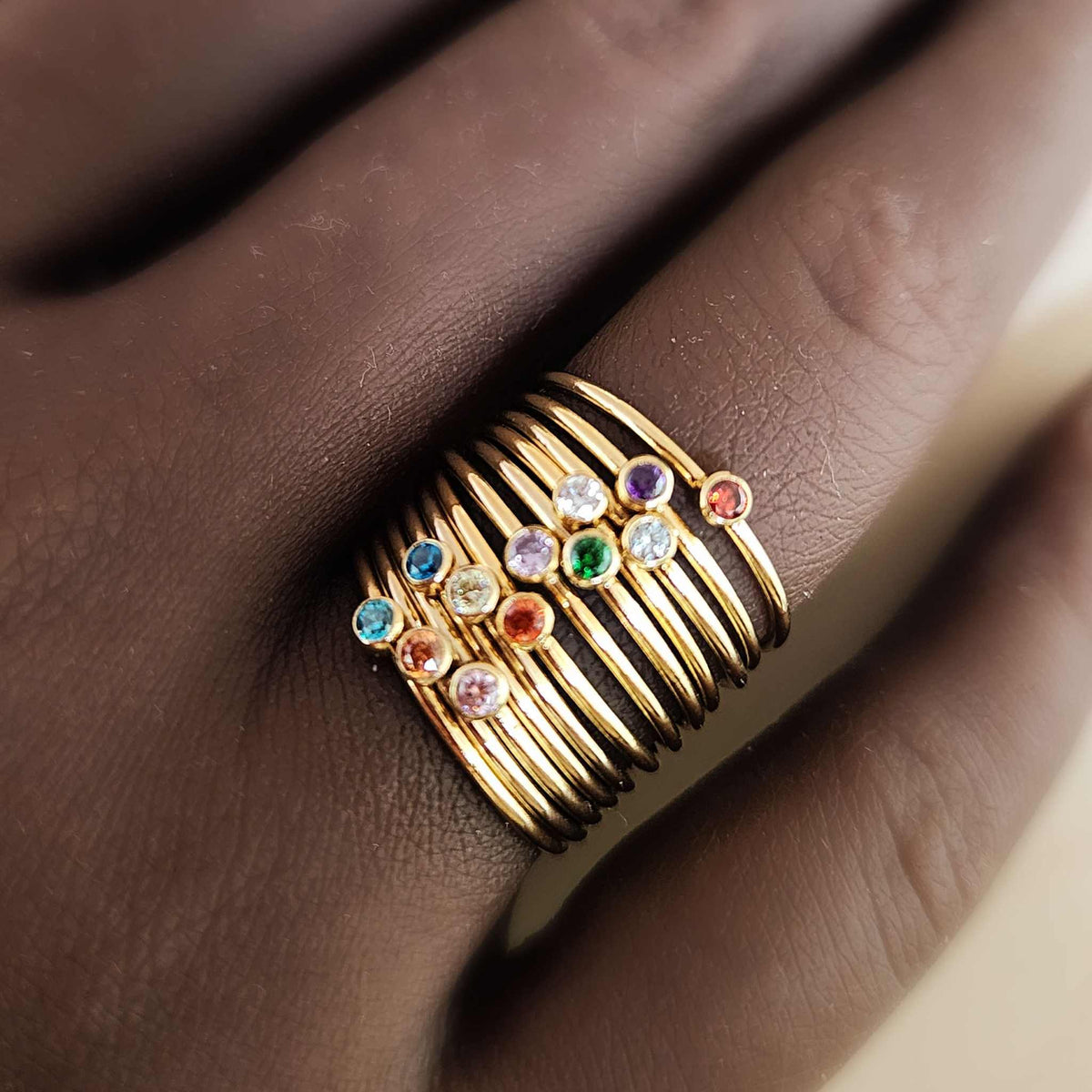September Stacking Birthstone Ring - Going Golden