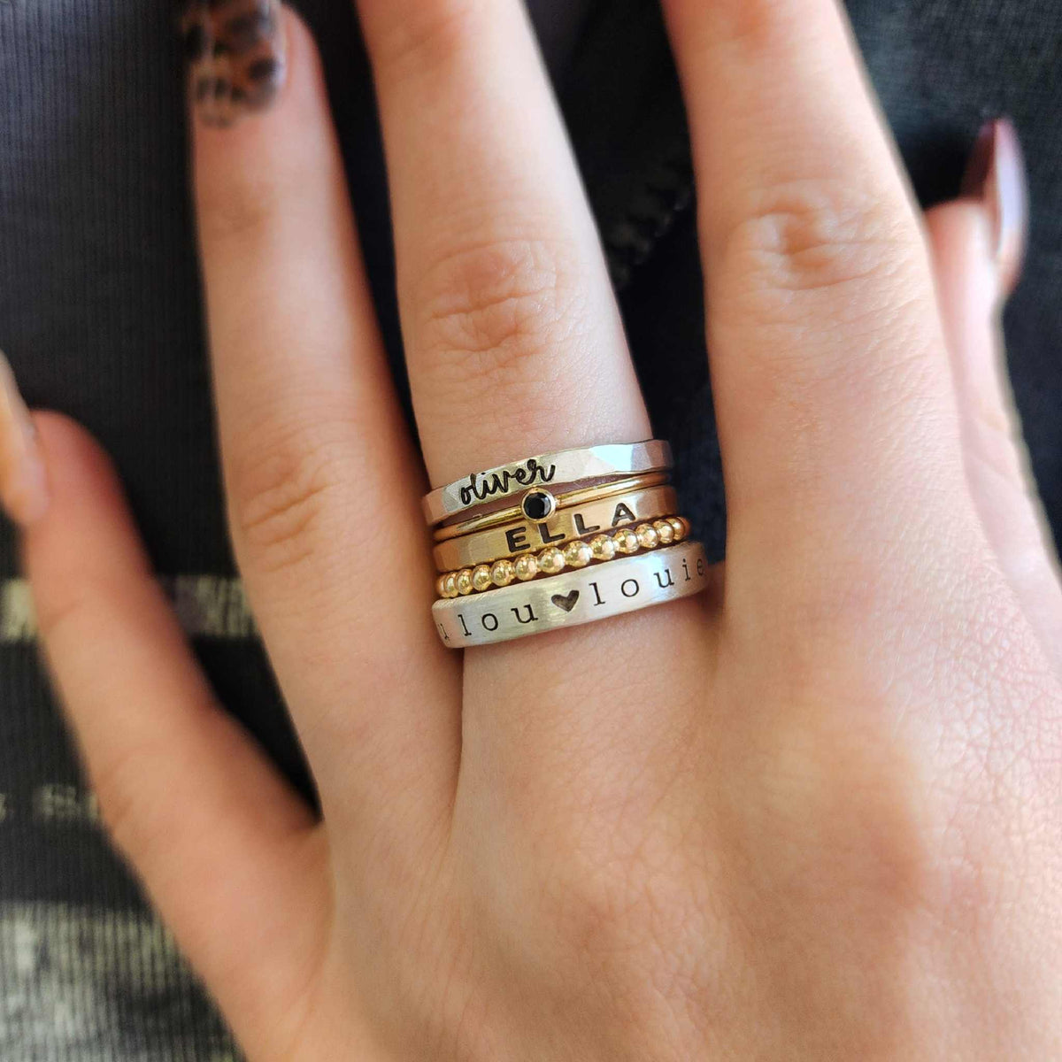 The Anniyah Stacking Name Ring Set - Going Golden