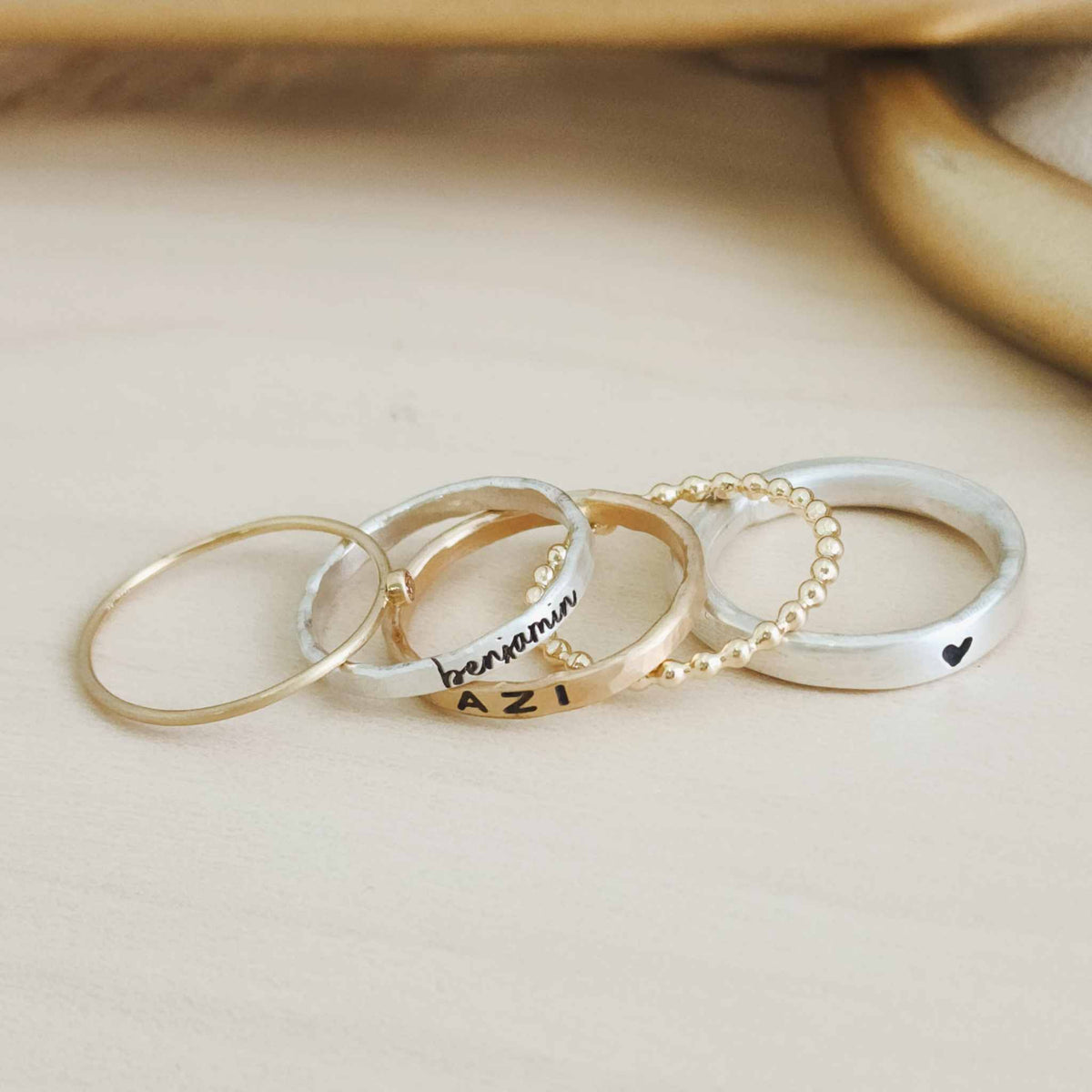 The Anniyah Stacking Name Ring Set - Going Golden