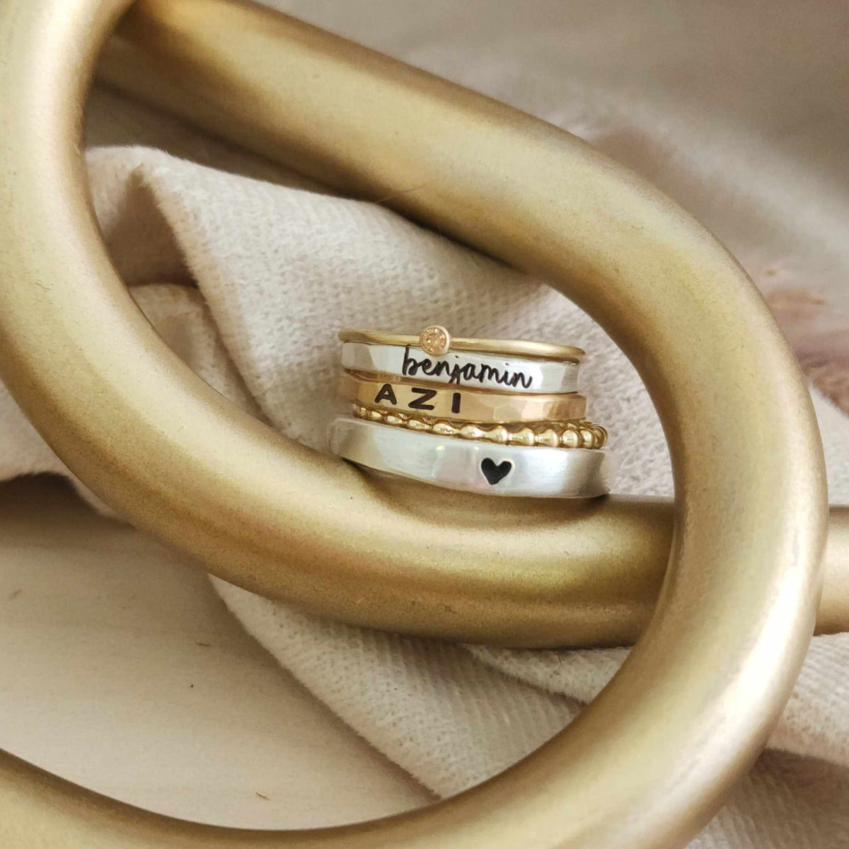 The Anniyah Stacking Name Ring Set - Going Golden