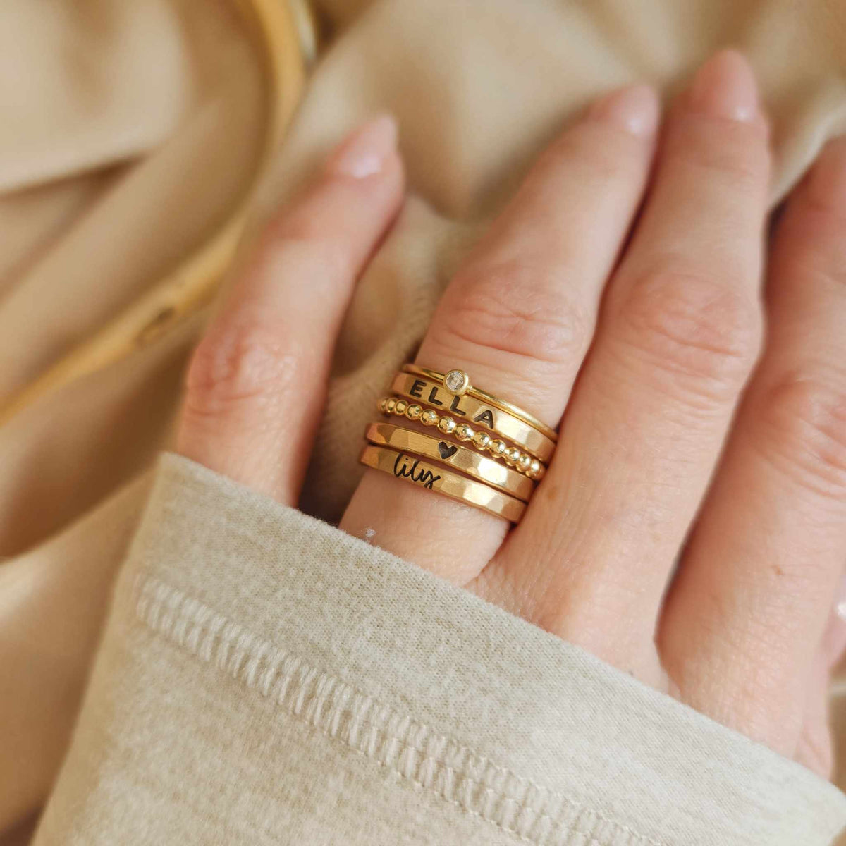 The Betty Personalized Ring Stack Set - Going Golden