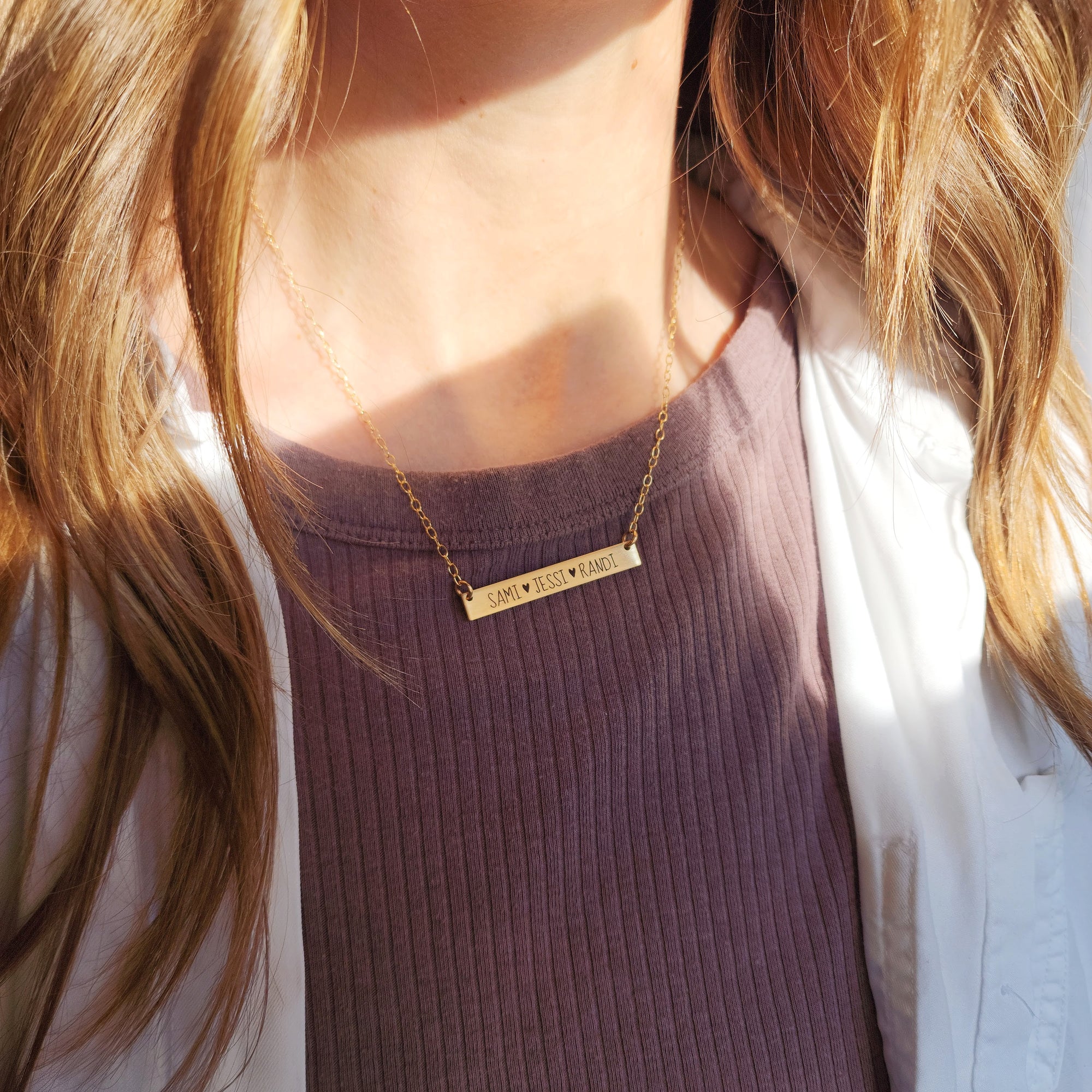 Gold Bar Name Necklace