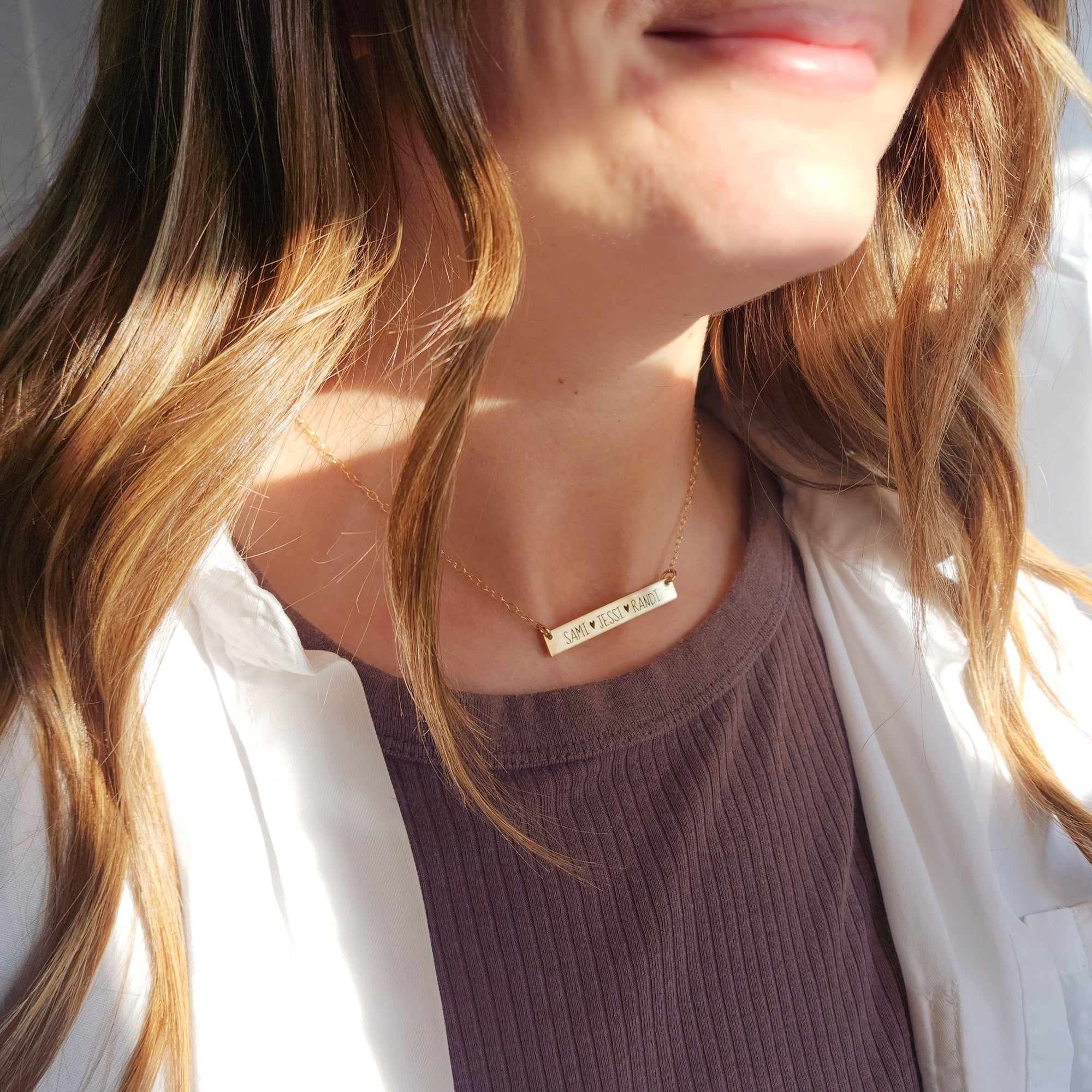 Gold Bar Name Necklace