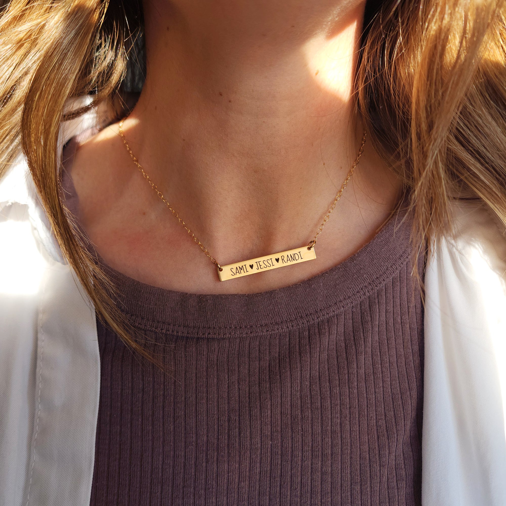 Gold Bar Name Necklace