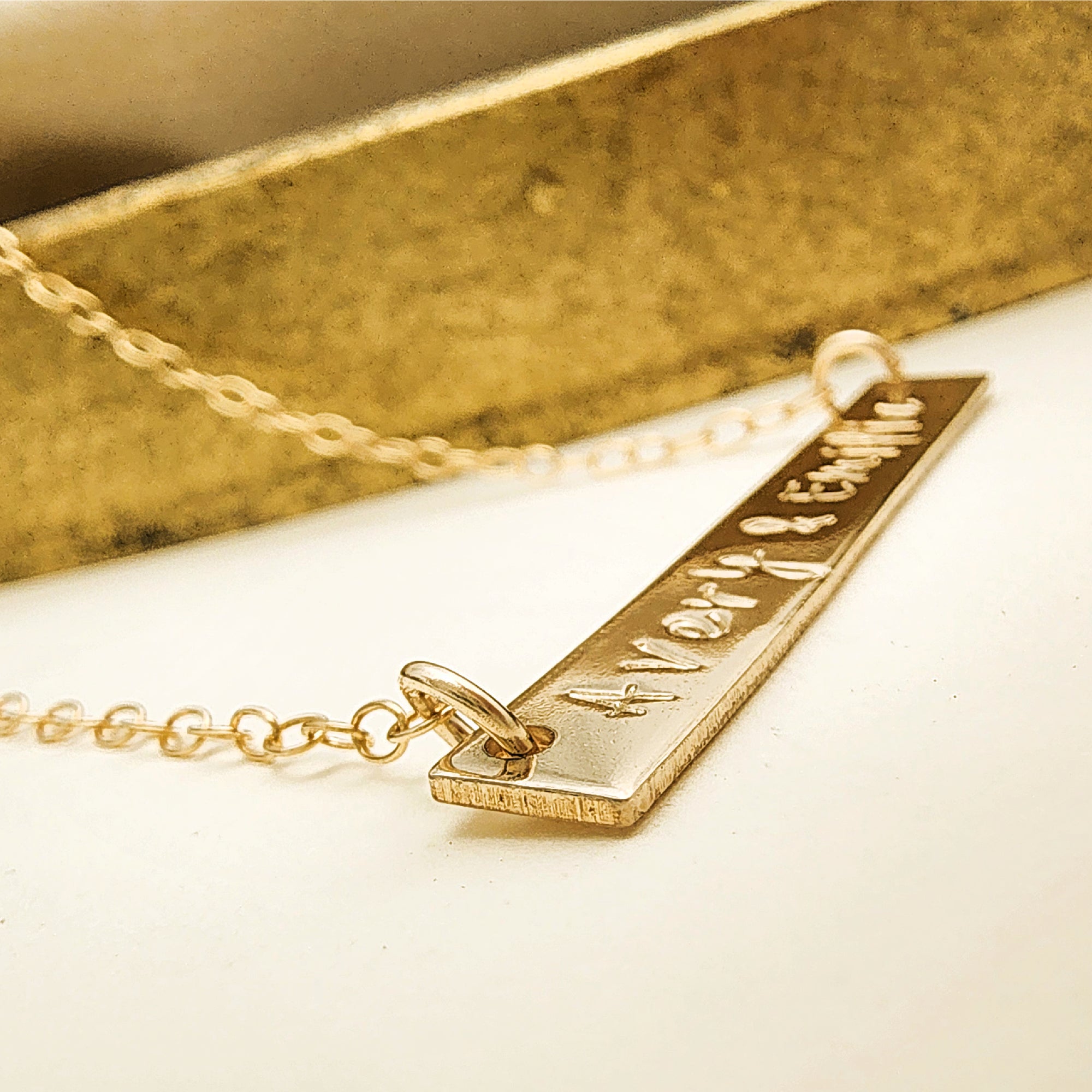 Gold Bar Stamped Name Necklace