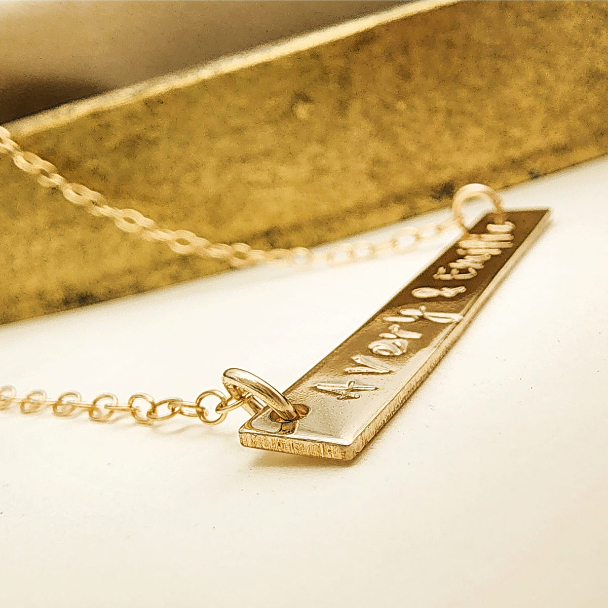 Gold Bar Stamped Name Necklace - Going Golden