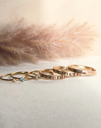 bold engraved ring sets with mix and match fonts and birthstone rigns