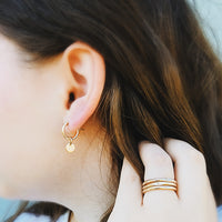 Minimal Hoop Tag Earrings - Medium