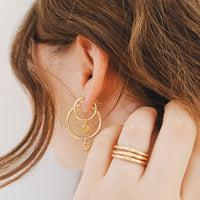 Minimal Hoop Tag Earrings - Medium