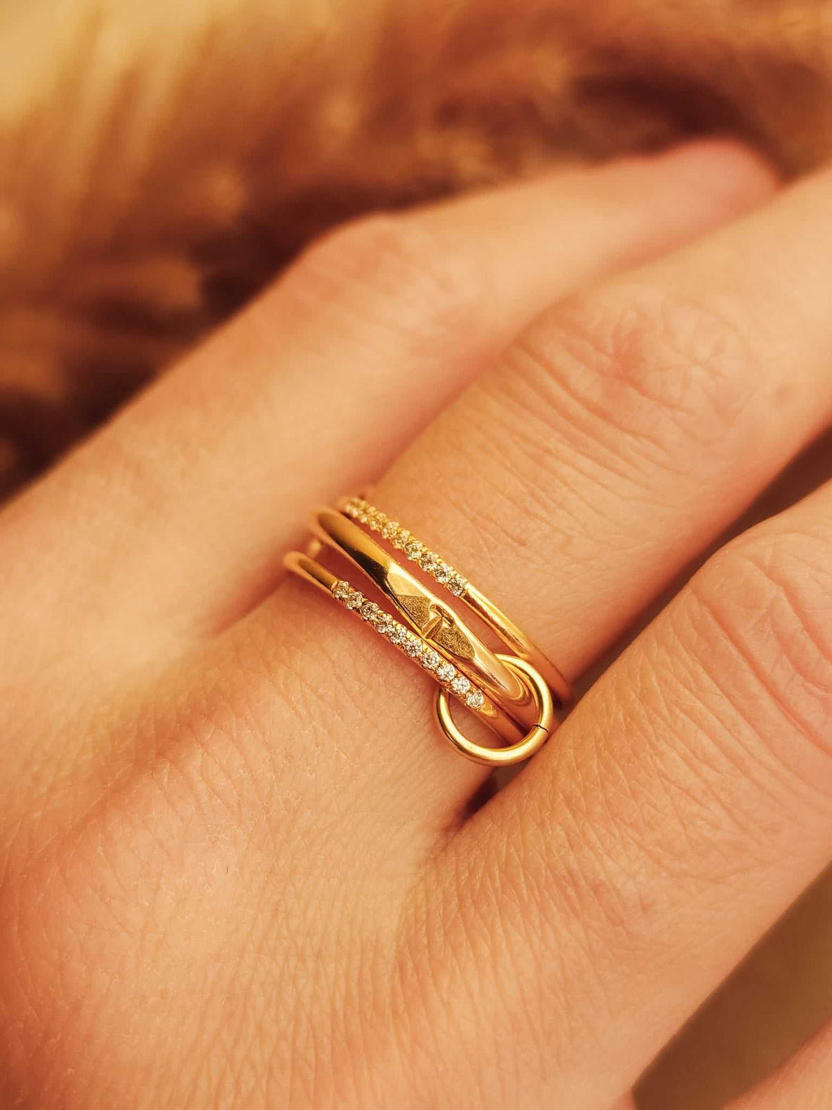 Initial Signet Connected Ring Set - Going Golden