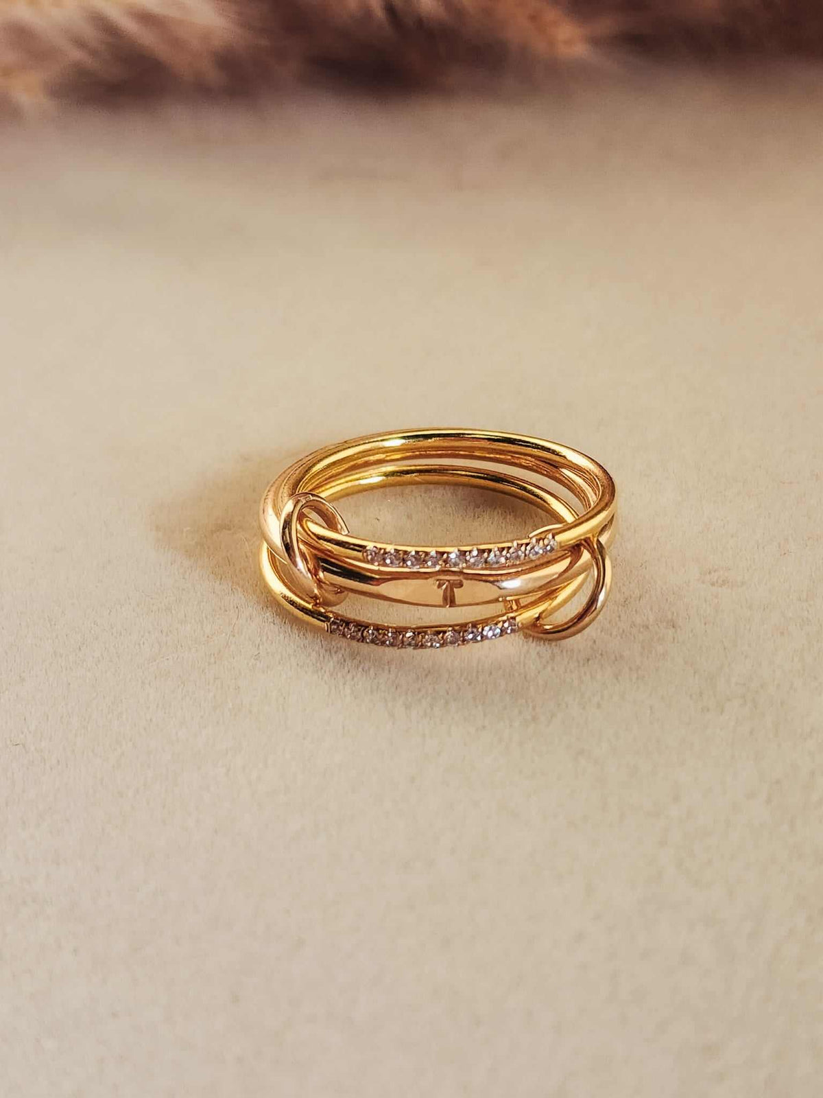 Initial Signet Connected Ring Set - Going Golden