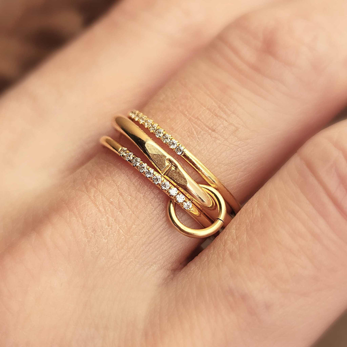 Initial Signet Connected Ring Set - Going Golden