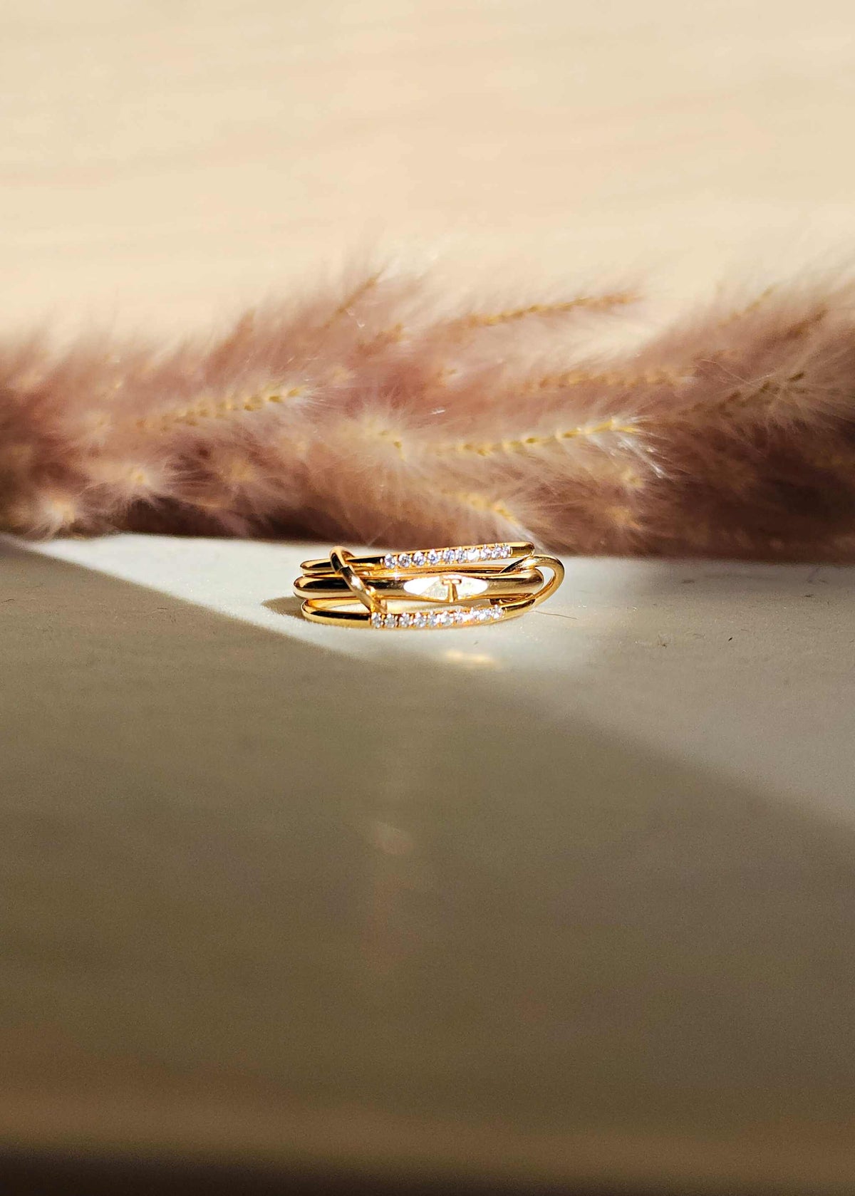 Initial Signet Connected Ring Set - Going Golden