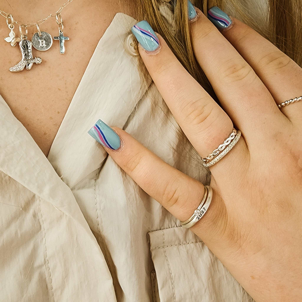 Class Signet Ring and Stacking Birthstone Set - The Isla - Going Golden