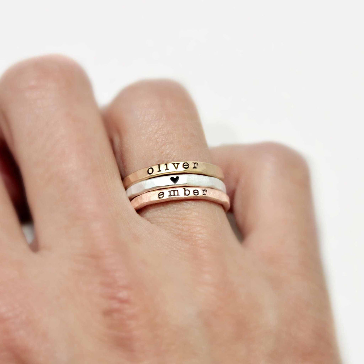 Typewriter Stacking Name Ring - Going Golden