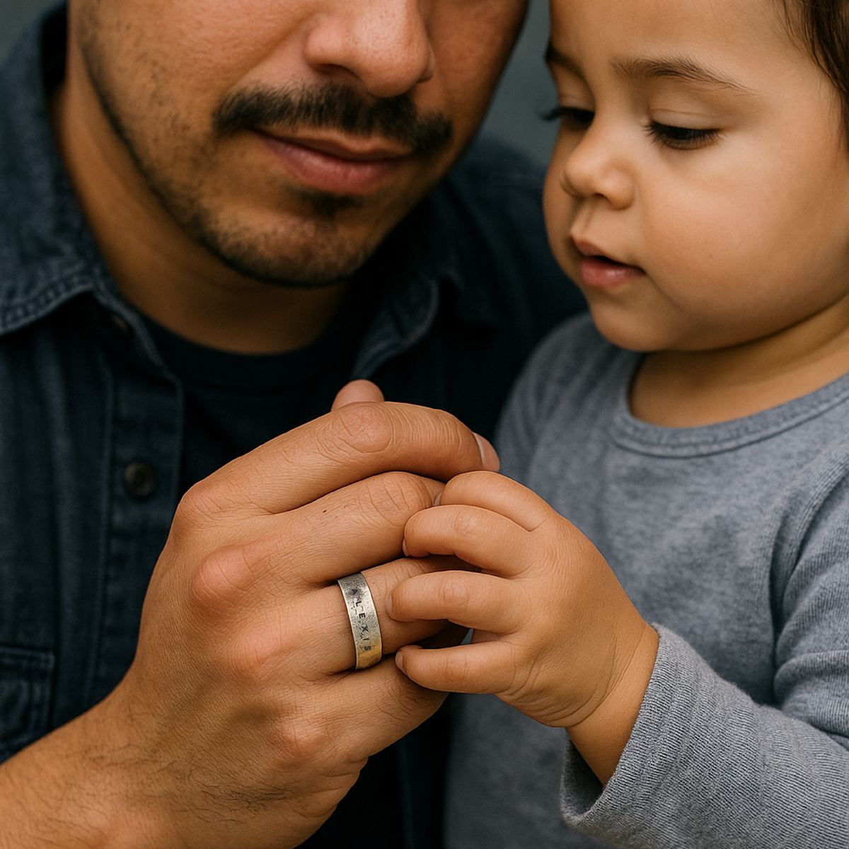 Father and son with custom ring