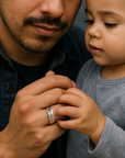Father and son with custom ring