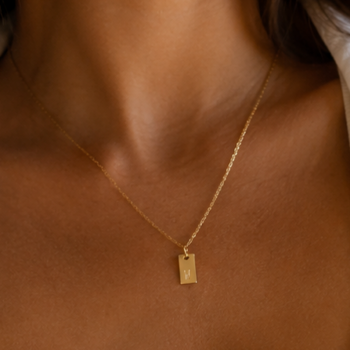 Dainty Gold Initial Tag Necklace