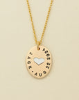 Gold Oval Name Necklace with Silver Heart