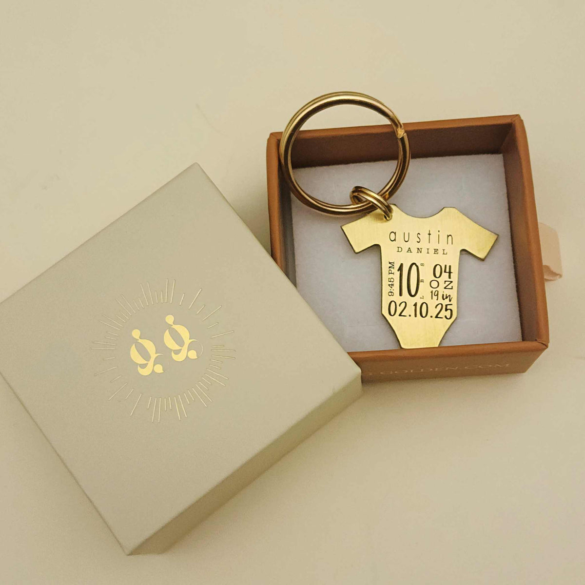 Baby Statistics Keychain - Going Golden