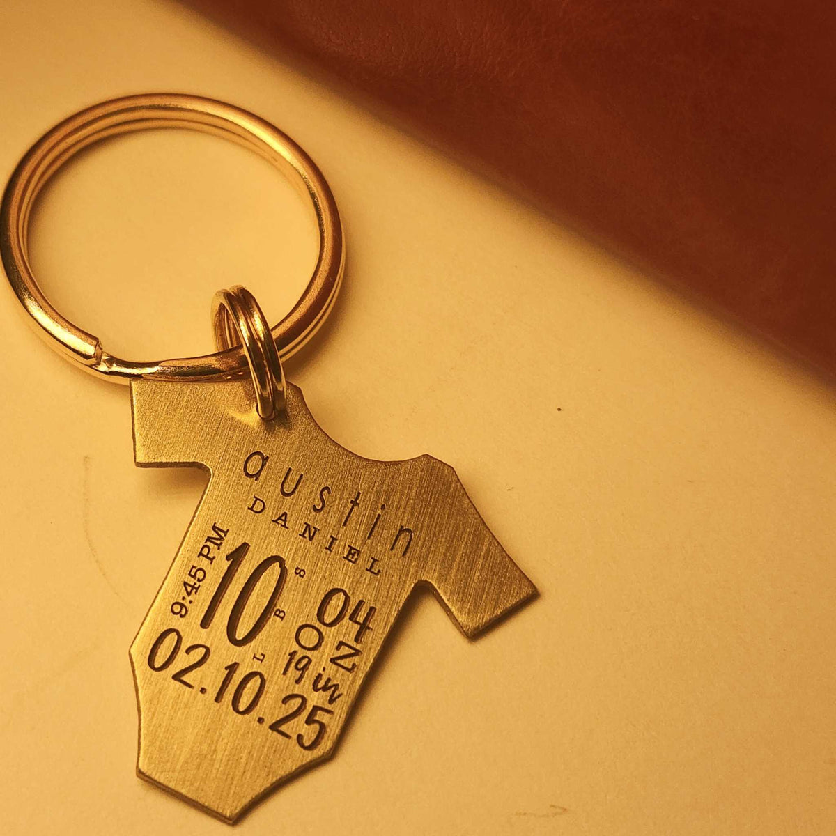 Baby Statistics Keychain - Going Golden