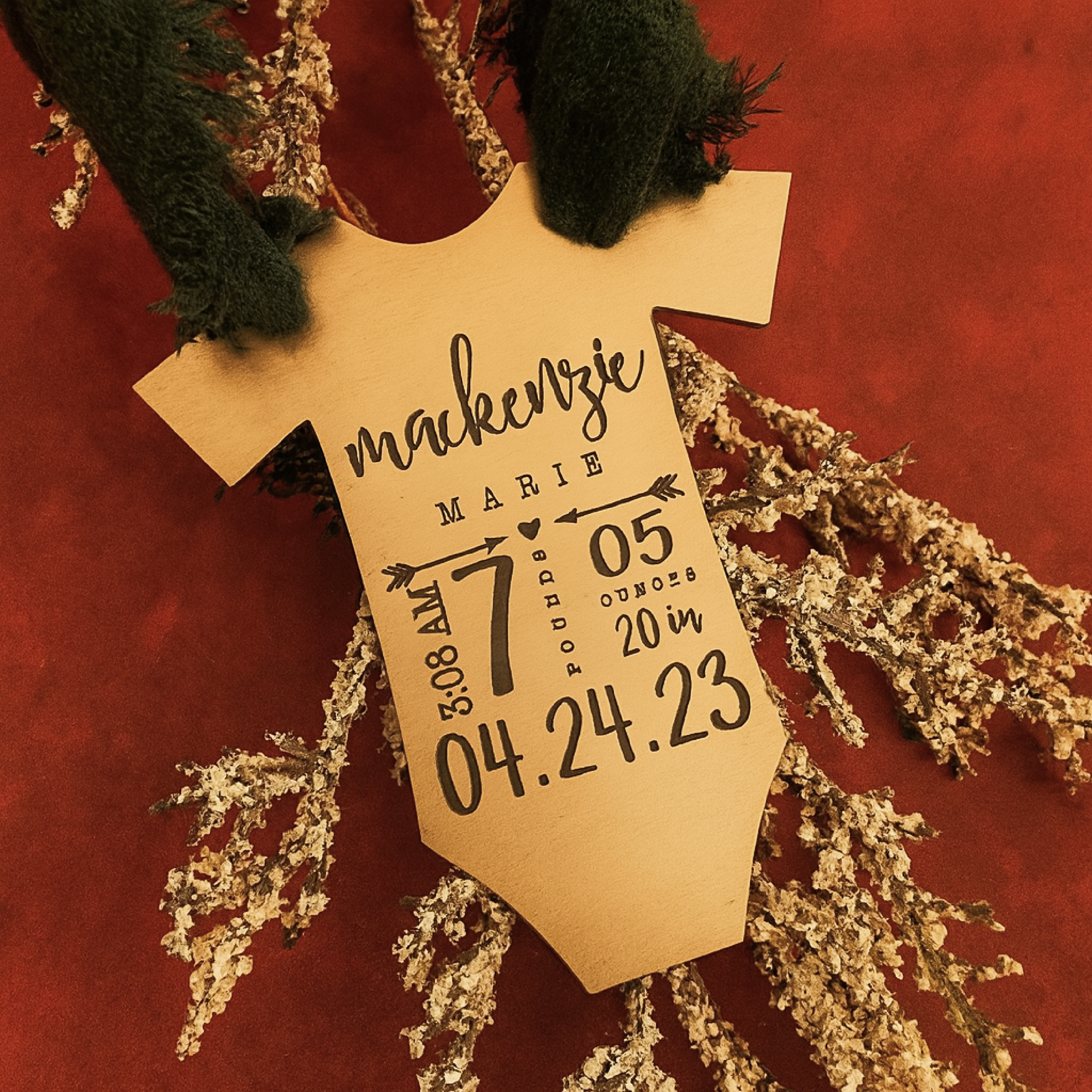 Copper Baby Statistics Ornament