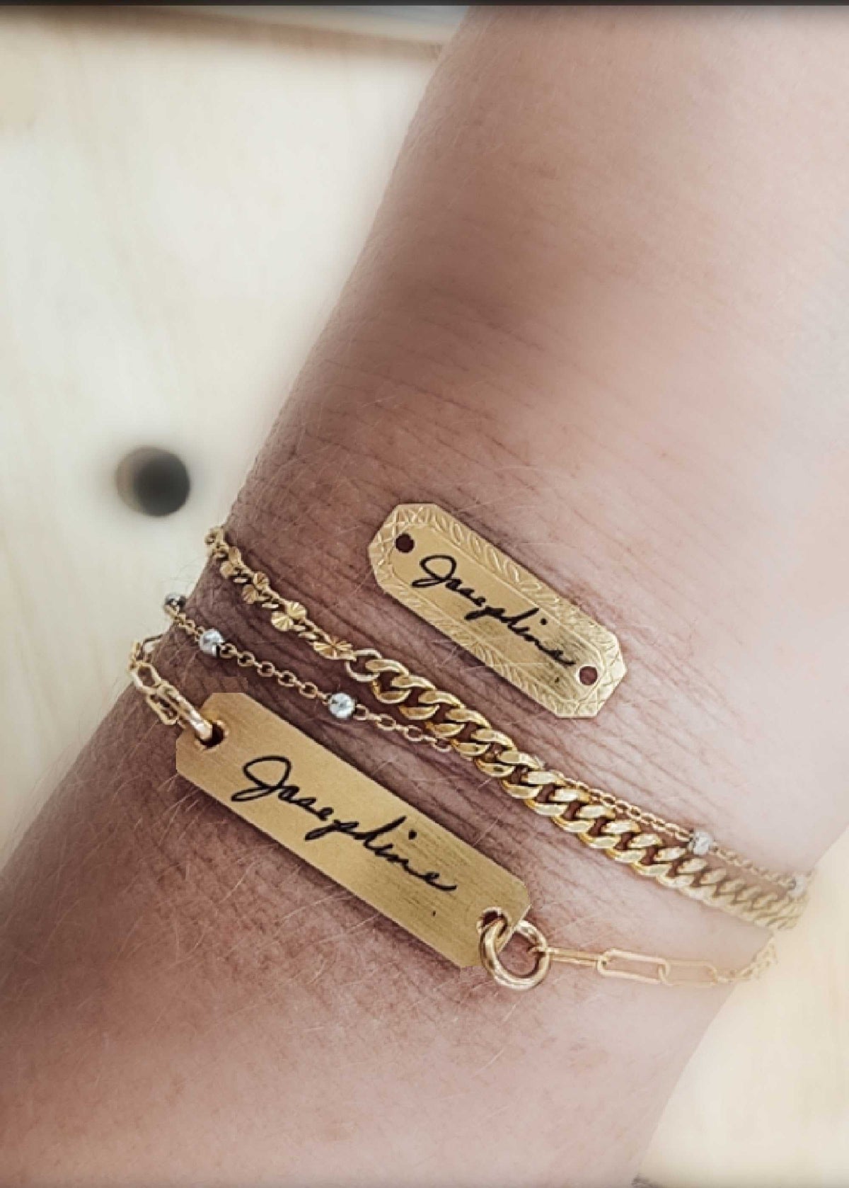 Handwriting Bracelet Connector Tag - Going Golden