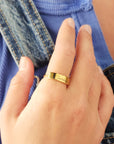 Gold Handwriting Name Plate Ring