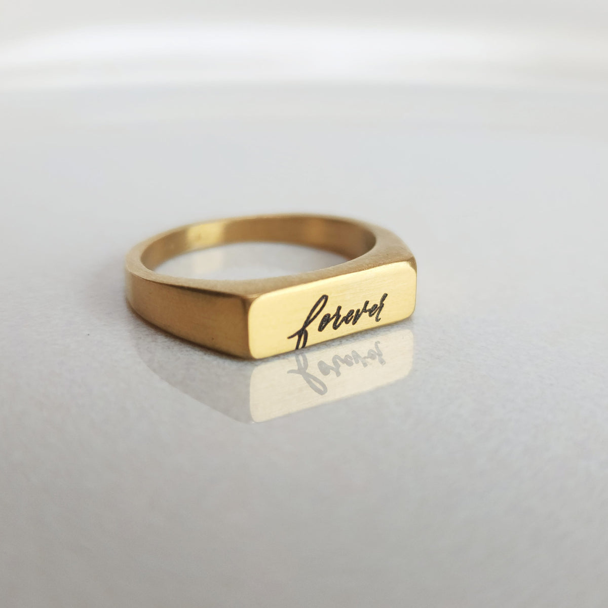 Gold Handwriting Signet Stacking Ring - Going Golden