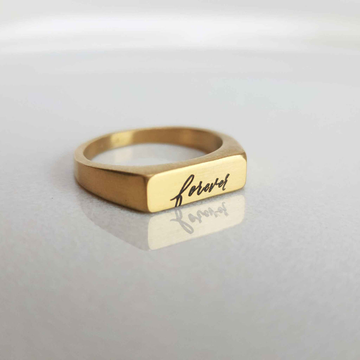 Gold Handwriting Signet Stacking Ring - Going Golden