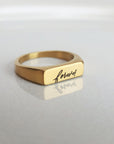 Gold Handwriting Signet Stacking Ring