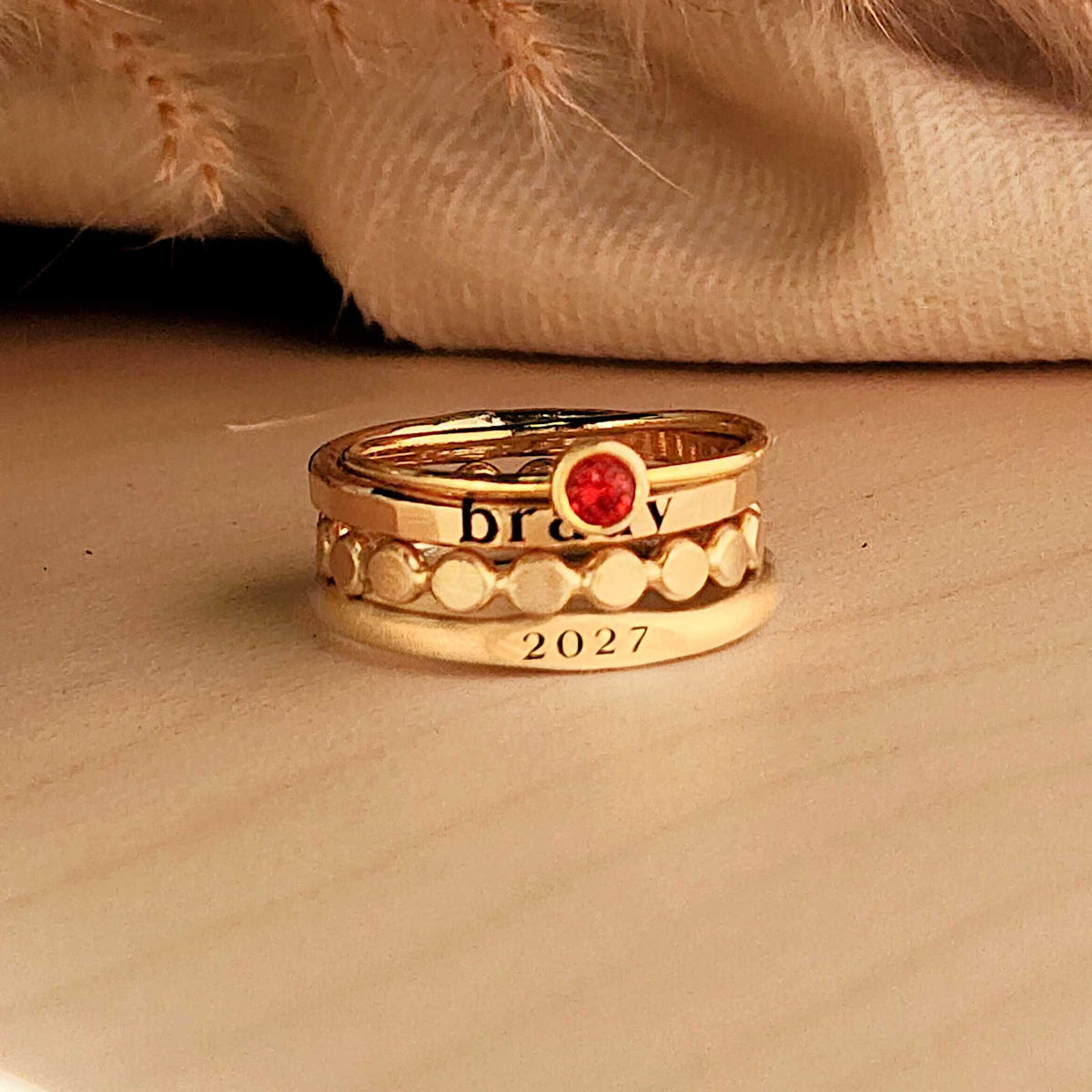 Stackable Gold Signet Class Ring Set - The Zoe - Going Golden