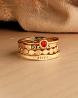 Stackable Gold Signet Class Ring Set - The Zoe