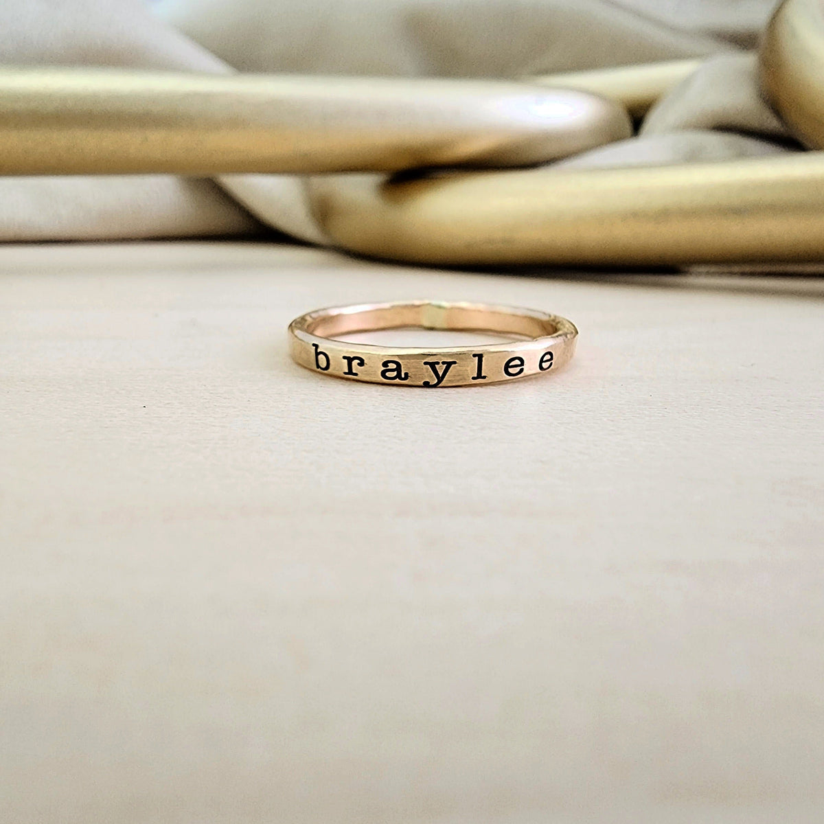 Typewriter Stacking Name Ring - Going Golden