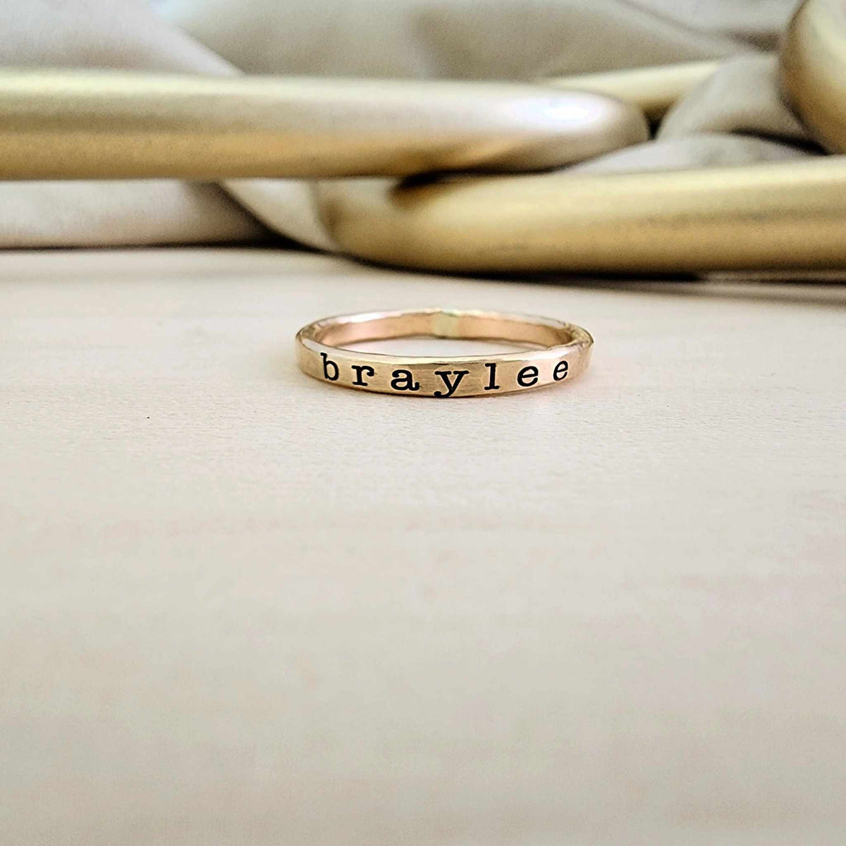 Typewriter Stacking Name Ring - Going Golden