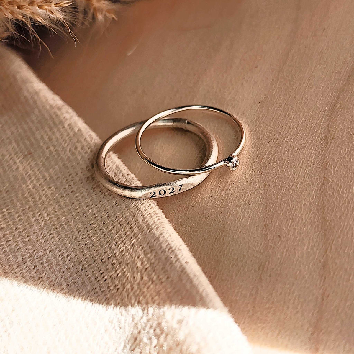 Class Signet Ring and Stacking Birthstone Set - The Isla - Going Golden